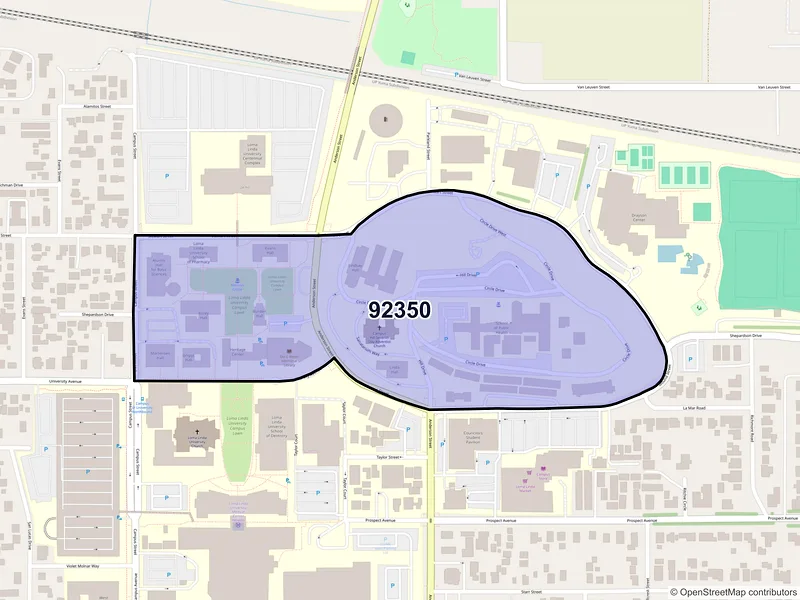 Map of ZIP Code 92350 — Loma Linda, CA