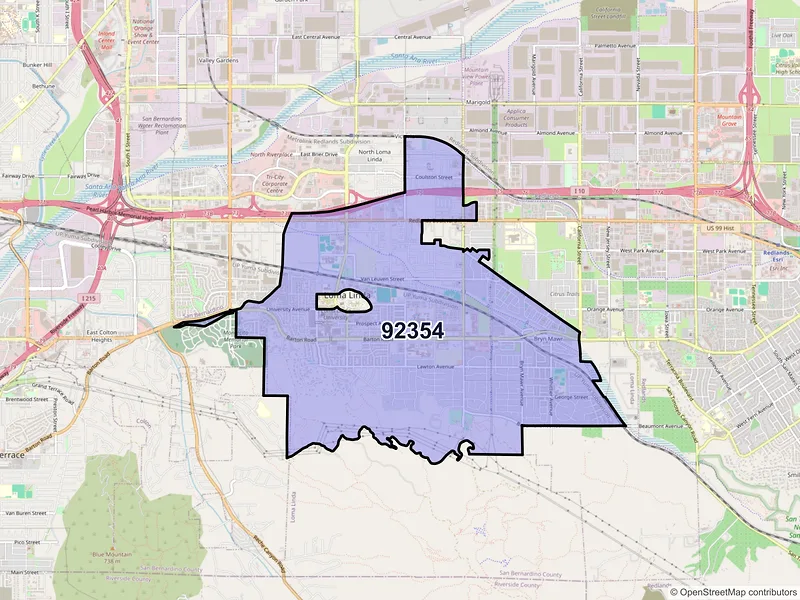 Map of ZIP Code 92354 — Loma Linda, CA