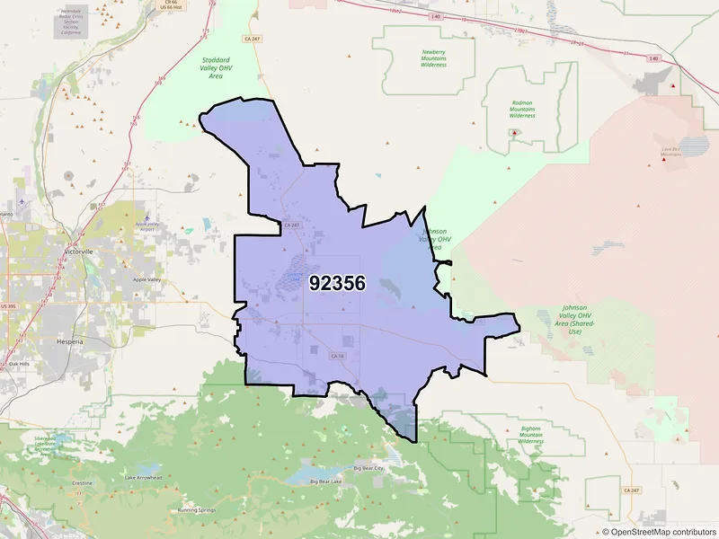 Map of ZIP Code 92356 — Lucerne Valley, CA