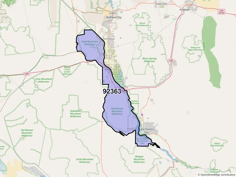 Map of ZIP Code 92363 — Needles, CA