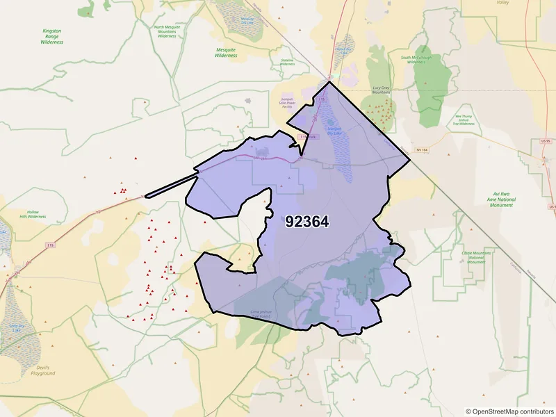 Map of Nipton, California and ZIP codes