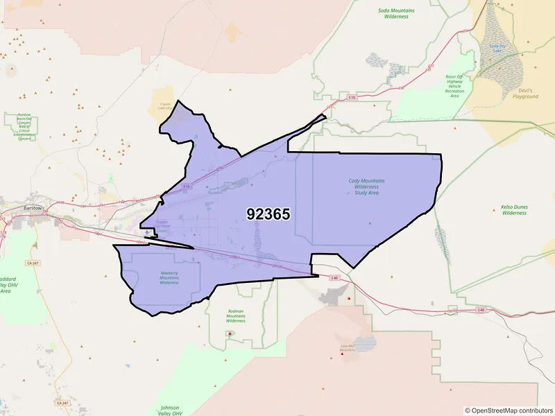 Map of ZIP Code 92365 — Newberry Springs, CA