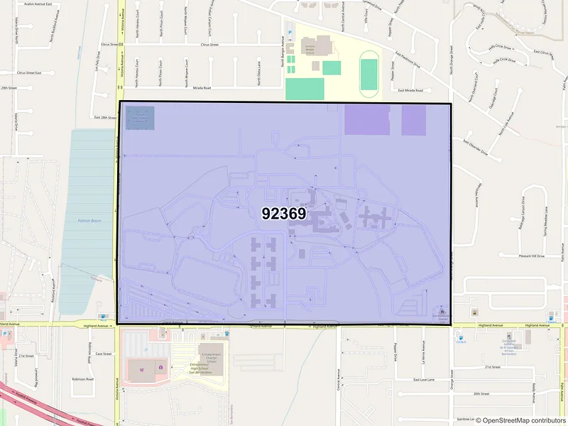 Map of Patton, California and ZIP codes