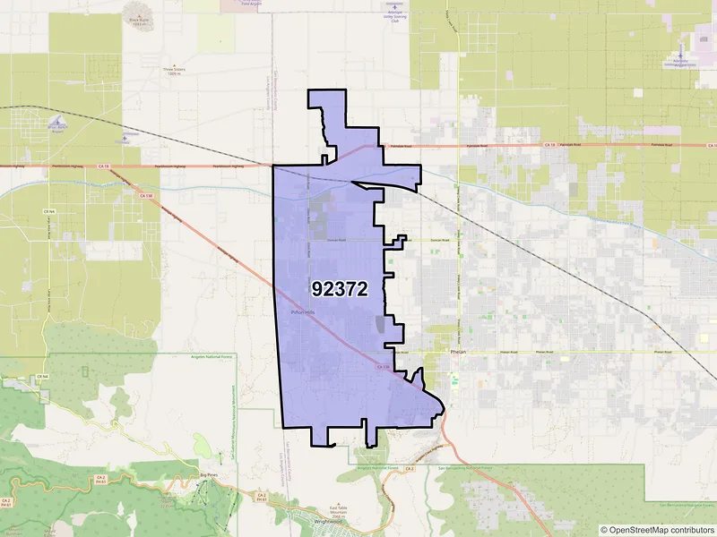 Map of ZIP Code 92372 — Pinon Hills, CA