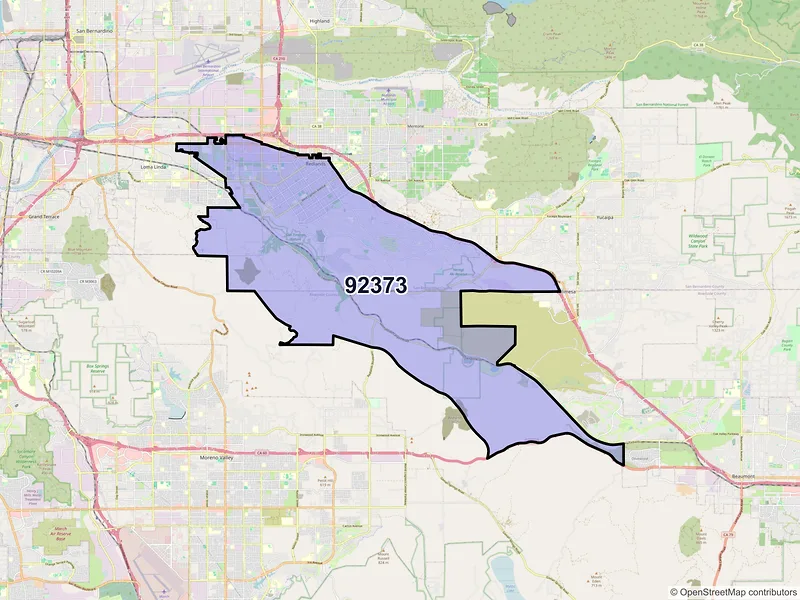 Map of ZIP Code 92373 — Redlands, CA