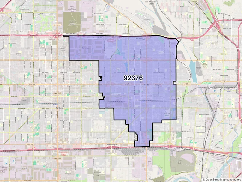 Map of ZIP Code 92376 — Rialto, CA