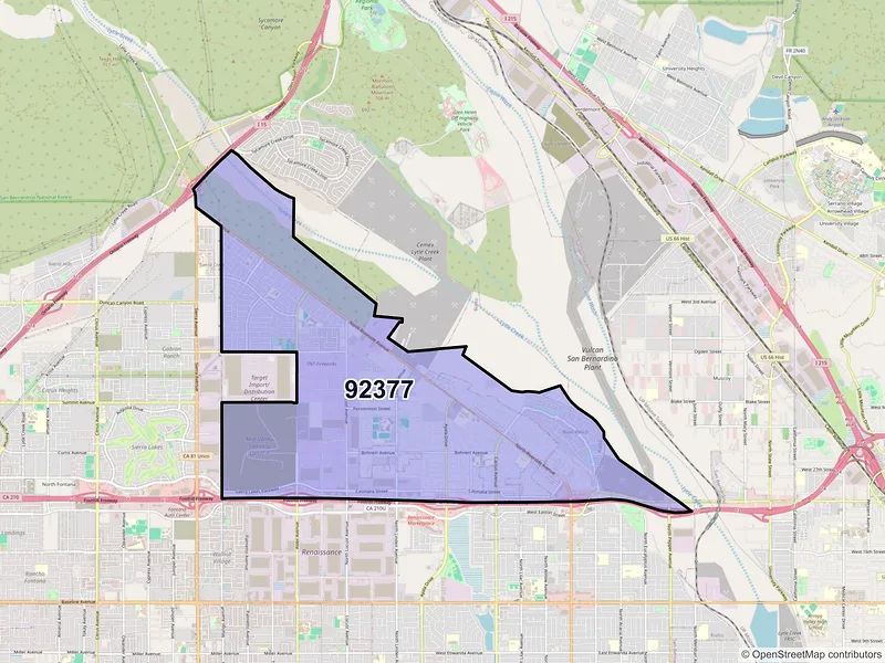 Map of ZIP Code 92377 — Rialto, CA