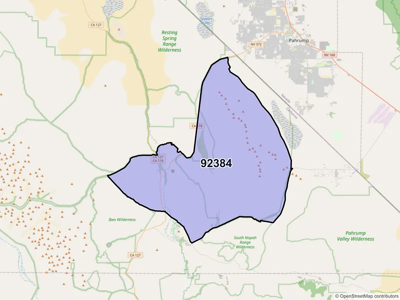 Map of Shoshone, California and ZIP codes