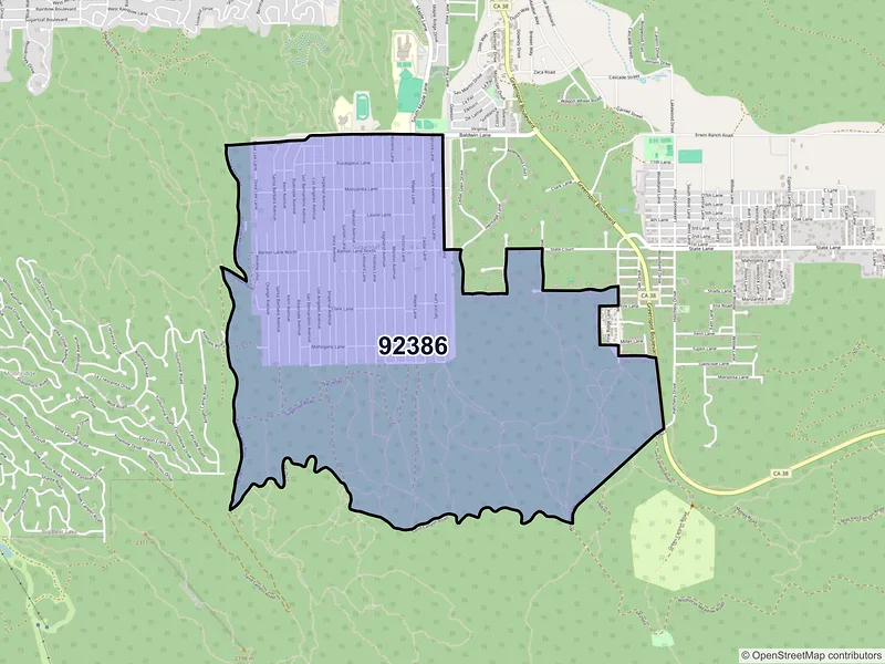 Map of Sugarloaf, California and ZIP codes
