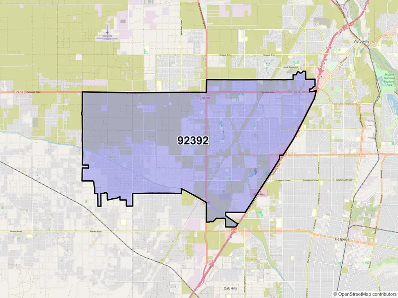 Map of ZIP Code 92392 — Victorville, CA