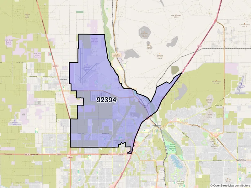 Map of ZIP Code 92394 — Victorville, CA
