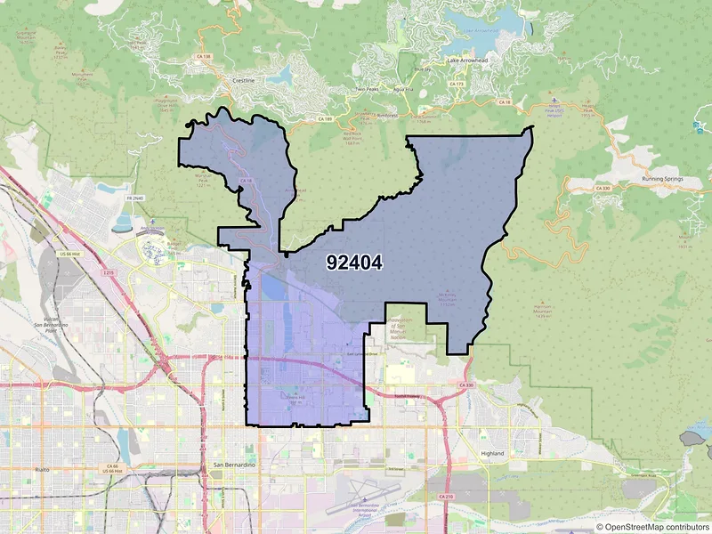 Map of ZIP Code 92404 — San Bernardino, CA