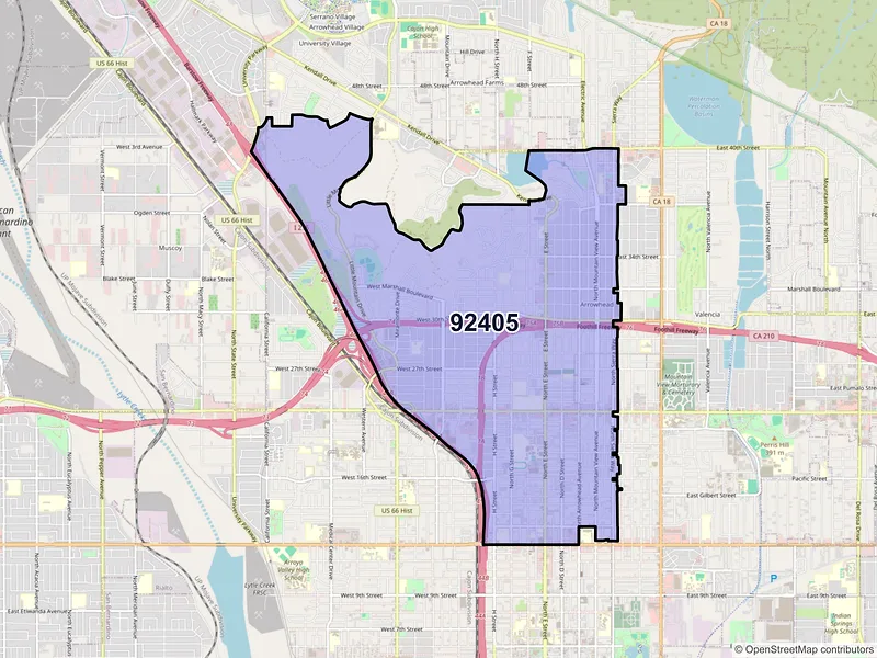 Map of ZIP Code 92405 — San Bernardino, CA