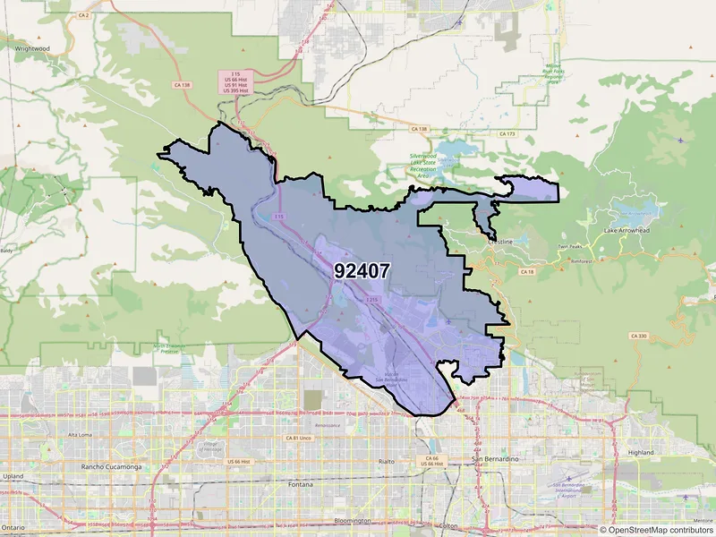 Map of ZIP Code 92407 — San Bernardino, CA