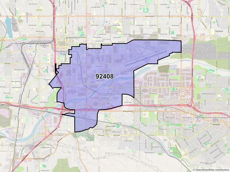 Map of ZIP Code 92408 — San Bernardino, CA