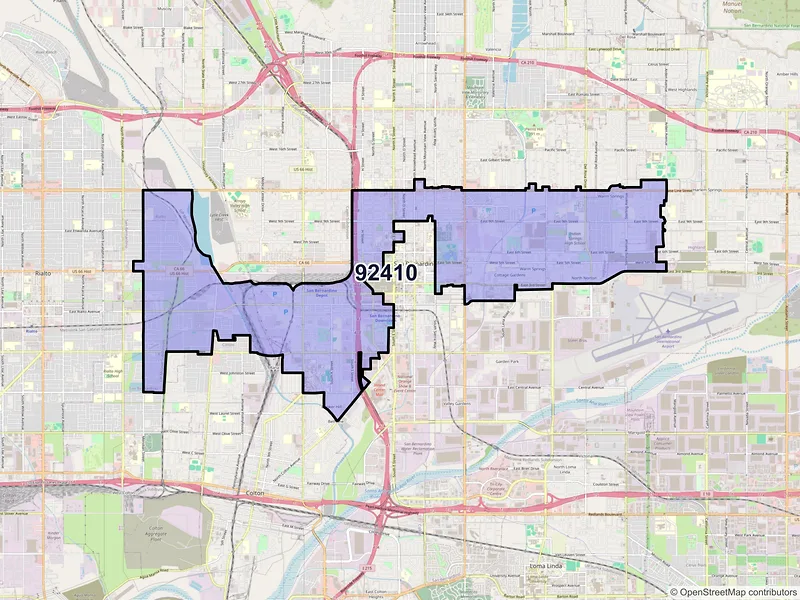 Map of ZIP Code 92410 — San Bernardino, CA