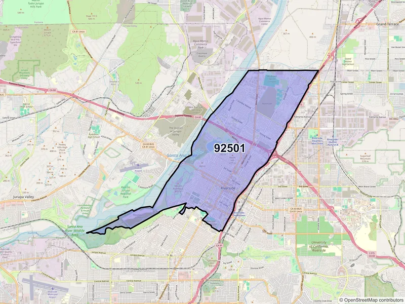 Map of ZIP Code 92501 — Riverside, CA