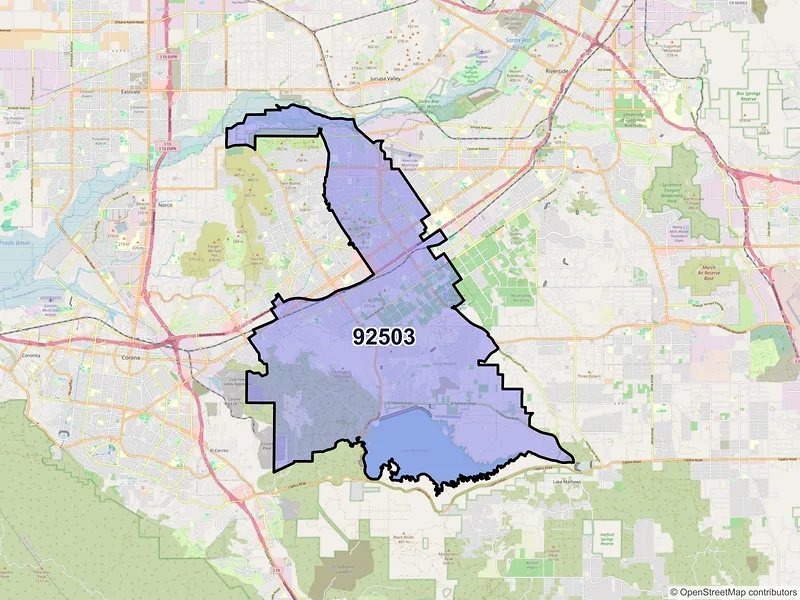 Map of ZIP Code 92503 — Riverside, CA