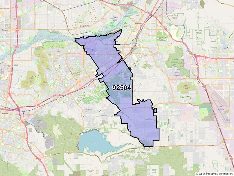 Map of ZIP Code 92504 — Riverside, CA