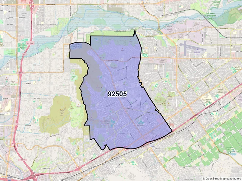 Map of ZIP Code 92505 — Riverside, CA