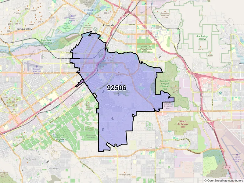 Map of ZIP Code 92506 — Riverside, CA