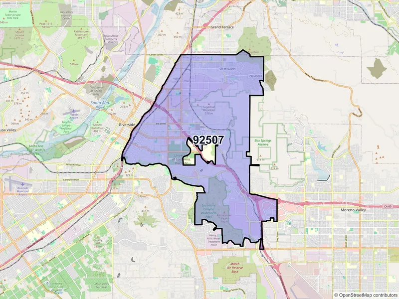 Map of ZIP Code 92507 — Riverside, CA