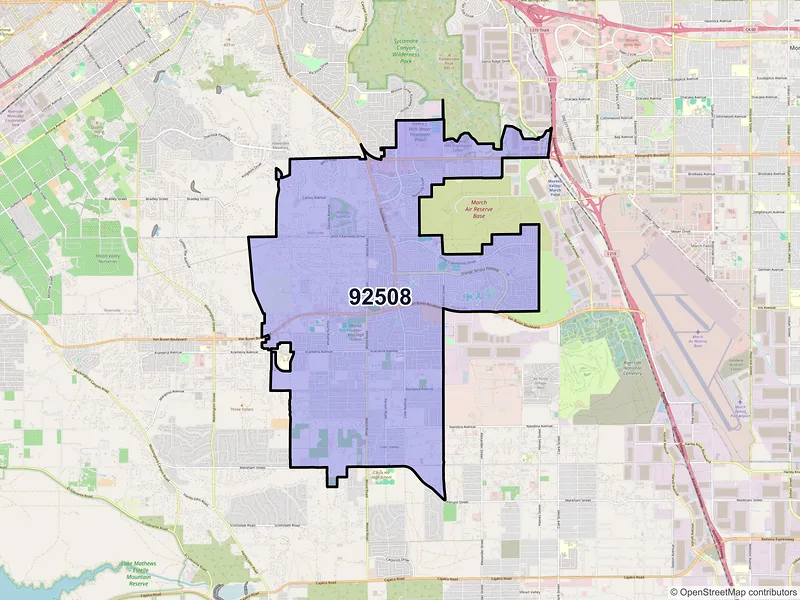 Map of ZIP Code 92508 — Riverside, CA