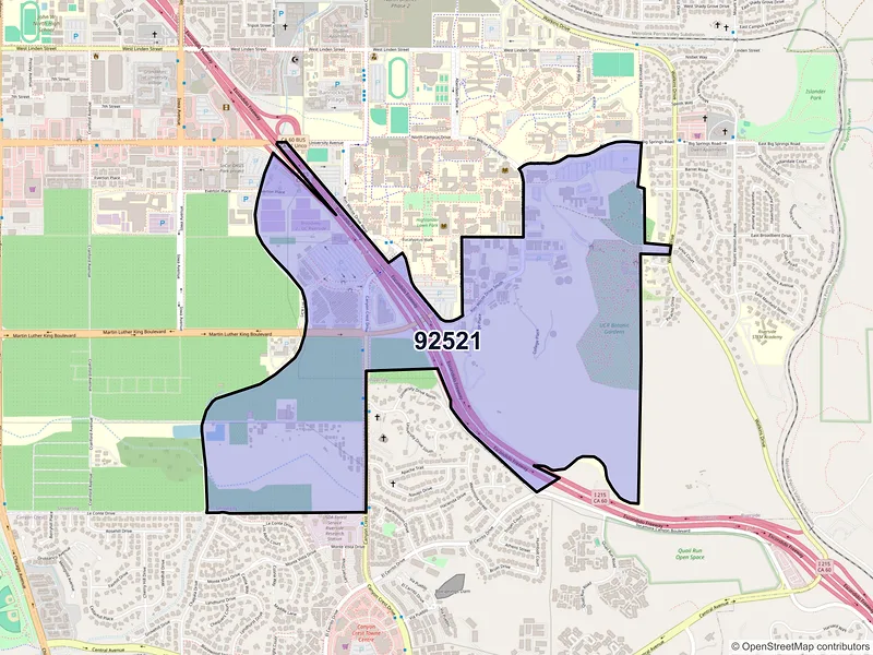 Map of ZIP Code 92521 — Riverside, CA