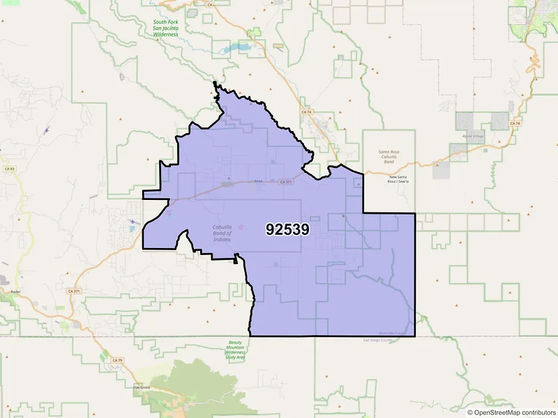 Map of ZIP Code 92539 — Anza, CA