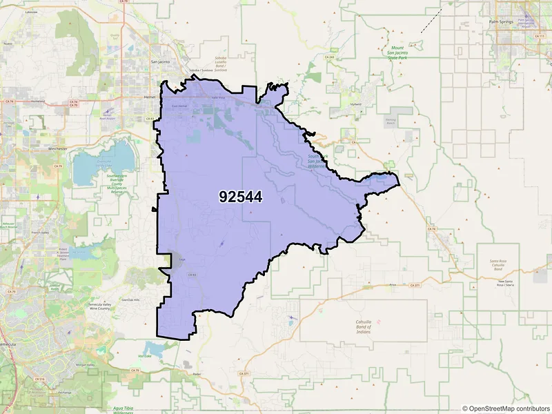 Map of ZIP Code 92544 — Hemet, CA
