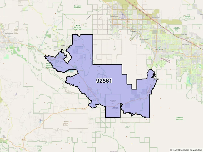 Map of ZIP Code 92561 — Mountain Center, CA