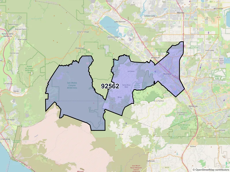 Map of ZIP Code 92562 — Murrieta, CA