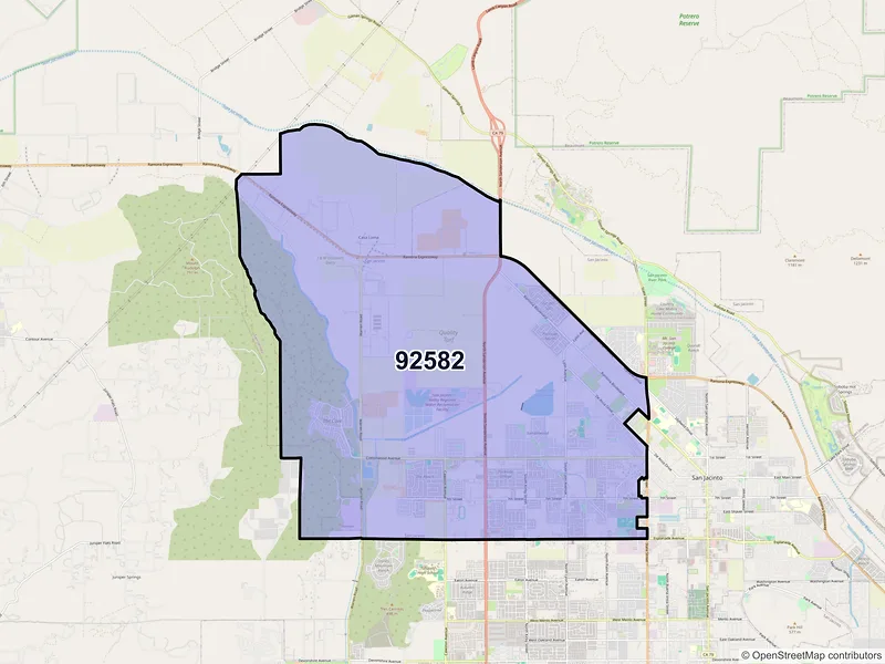 Map of ZIP Code 92582 — San Jacinto, CA