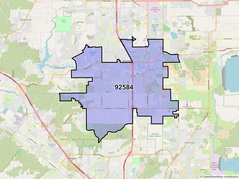 Map of ZIP Code 92584 — Menifee, CA