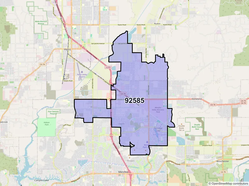 Map of ZIP Code 92585 — Menifee, CA