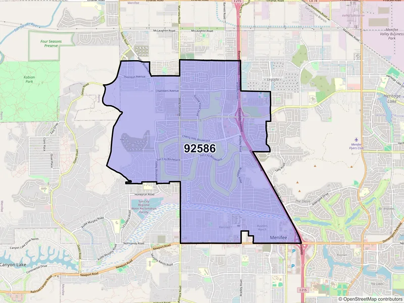 Map of ZIP Code 92586 — Menifee, CA