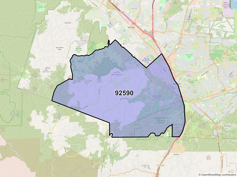 Map of ZIP Code 92590 — Temecula, CA