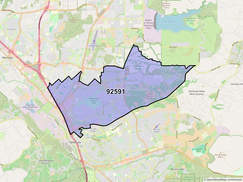 Map of ZIP Code 92591 — Temecula, CA