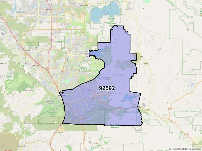 Map of ZIP Code 92592 — Temecula, CA