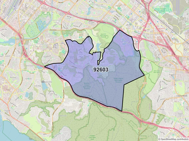 Map of ZIP Code 92603 — Irvine, CA