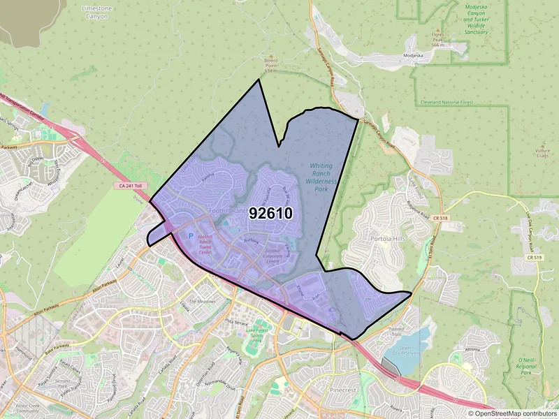 Map of ZIP Code 92610 — Foothill Ranch, CA