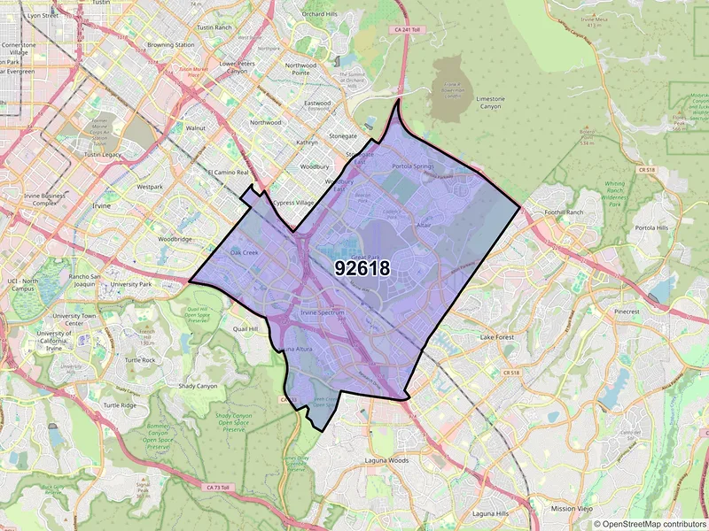 Map of ZIP Code 92618 — Irvine, CA