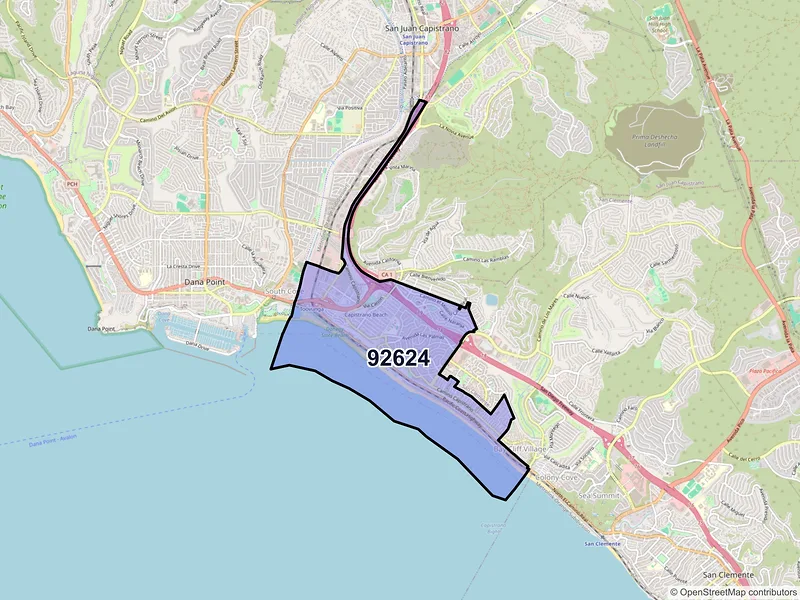 Map of ZIP Code 92624 — Capistrano Beach, CA