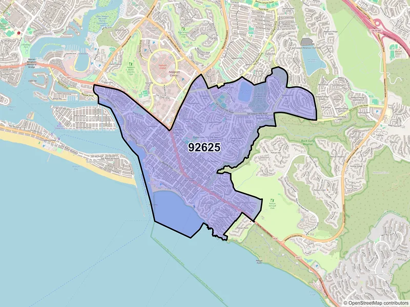 Map of ZIP Code 92625 — Corona Del Mar, CA