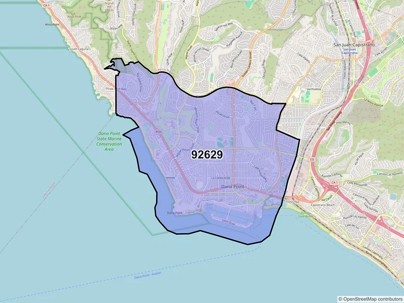 Map of ZIP Code 92629 — Dana Point, CA