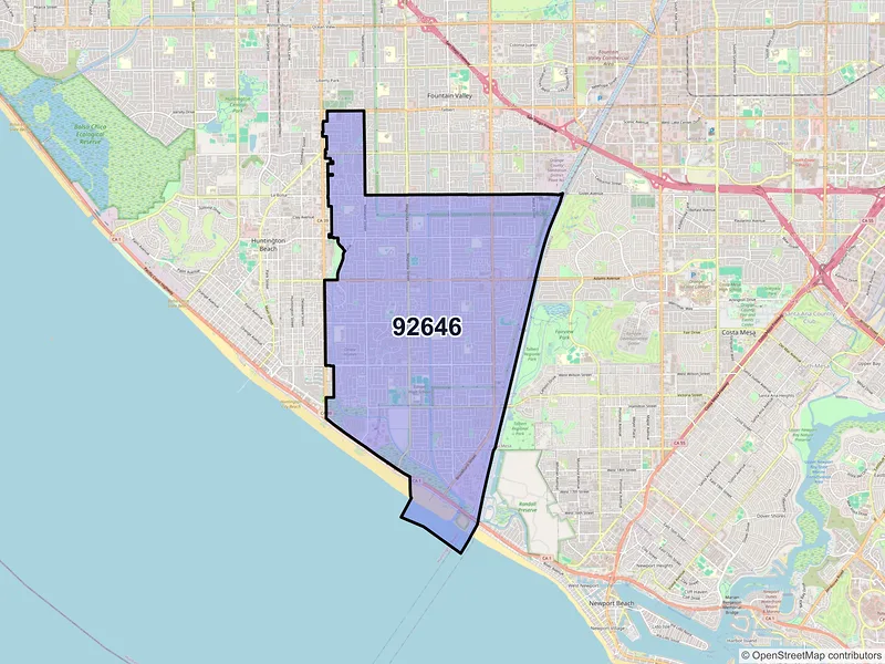 Map of ZIP Code 92646 — Huntington Beach, CA