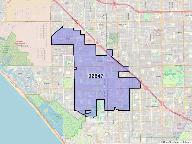 Map of ZIP Code 92647 — Huntington Beach, CA