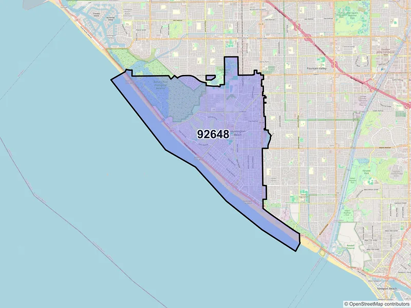 Map of ZIP Code 92648 — Huntington Beach, CA