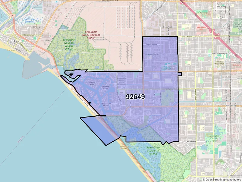 Map of ZIP Code 92649 — Huntington Beach, CA