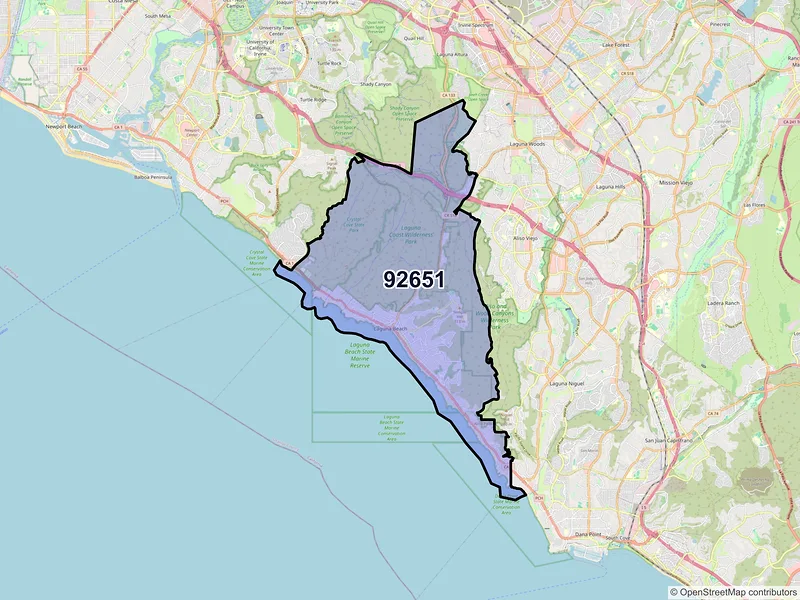 Map of ZIP Code 92651 — Laguna Beach, CA